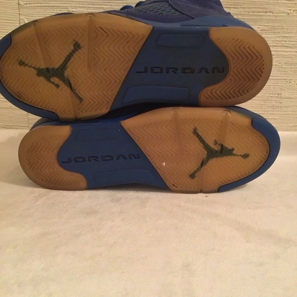 Air Jordan 5 Retro Blue Suede Sneakers - Picture 8 of 8